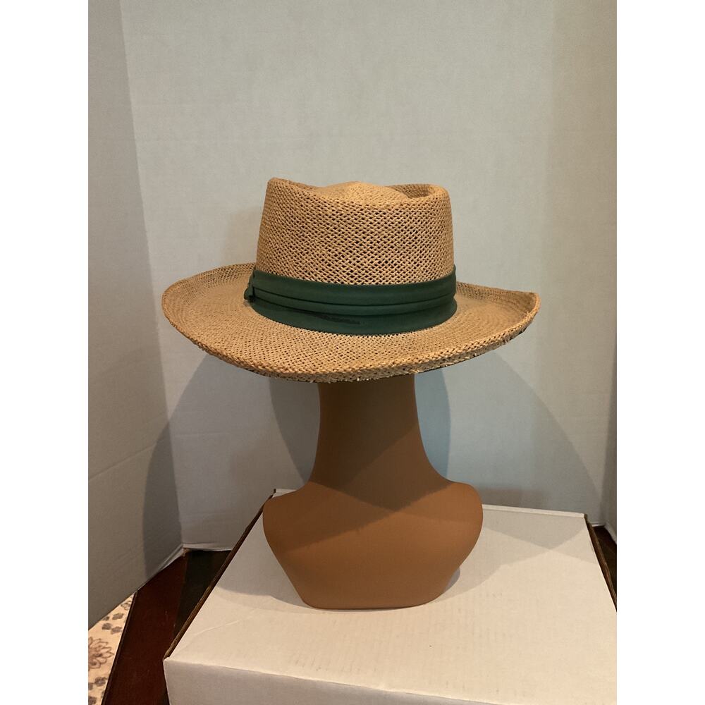 Summer Club- Straw Panama hat with green hat band - one size - Picture 3 of 12
